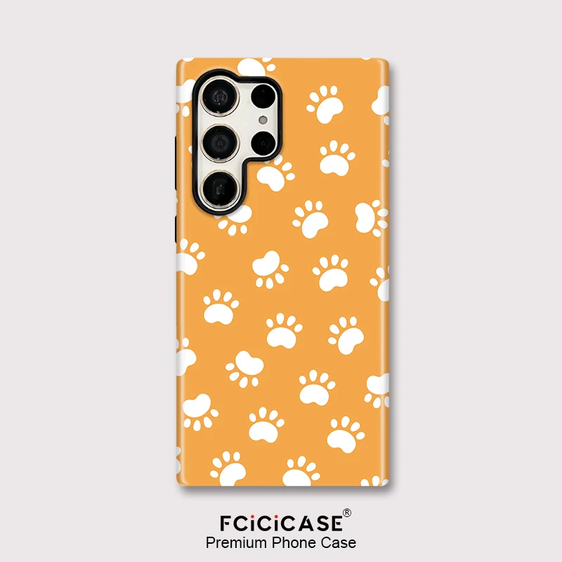 Fcicicase Painting Dog Paw Phone Case For Samsung Galaxy S20 FE A56 S24 A36 A26 S23 Ultra A16 Double-layer Acrylic Fundas