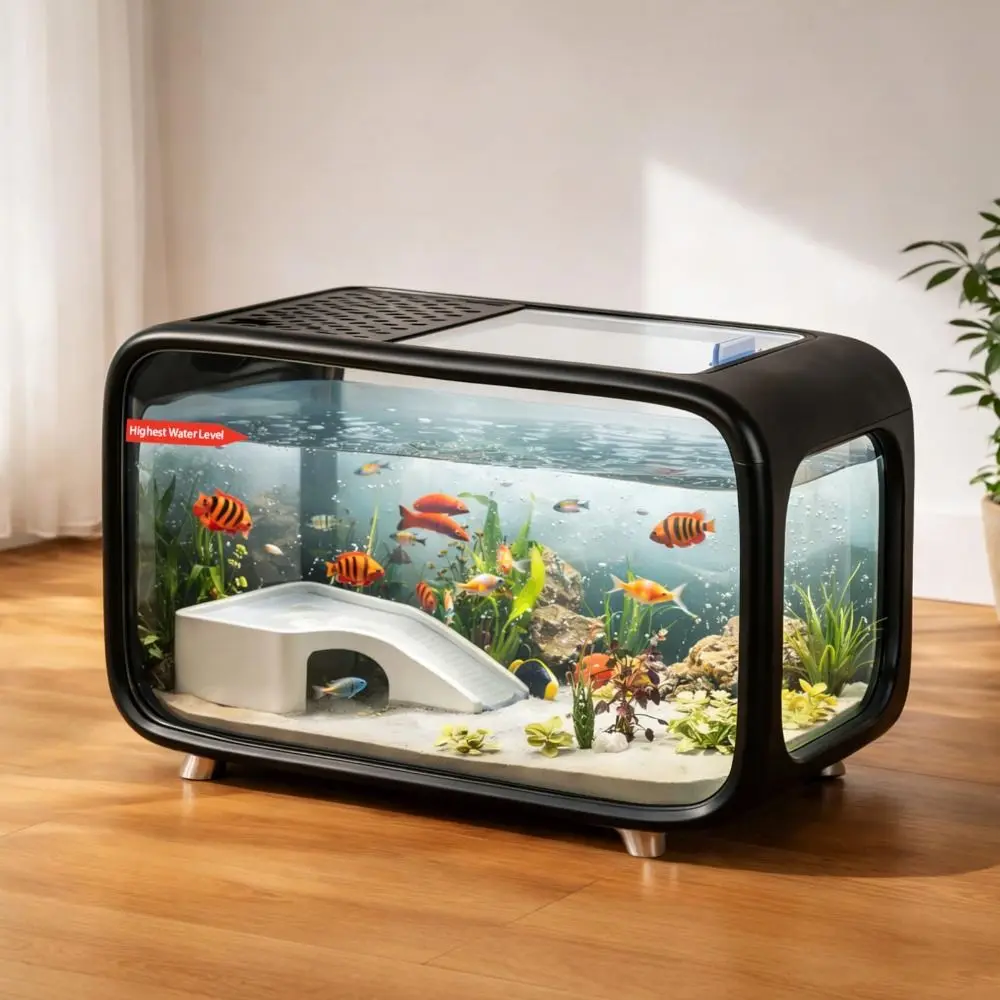 

Multifunctional Compact Aquarium Kit Clear Viewing Drop Resistant Desktop Aquarium Transparent Fish Tank Office