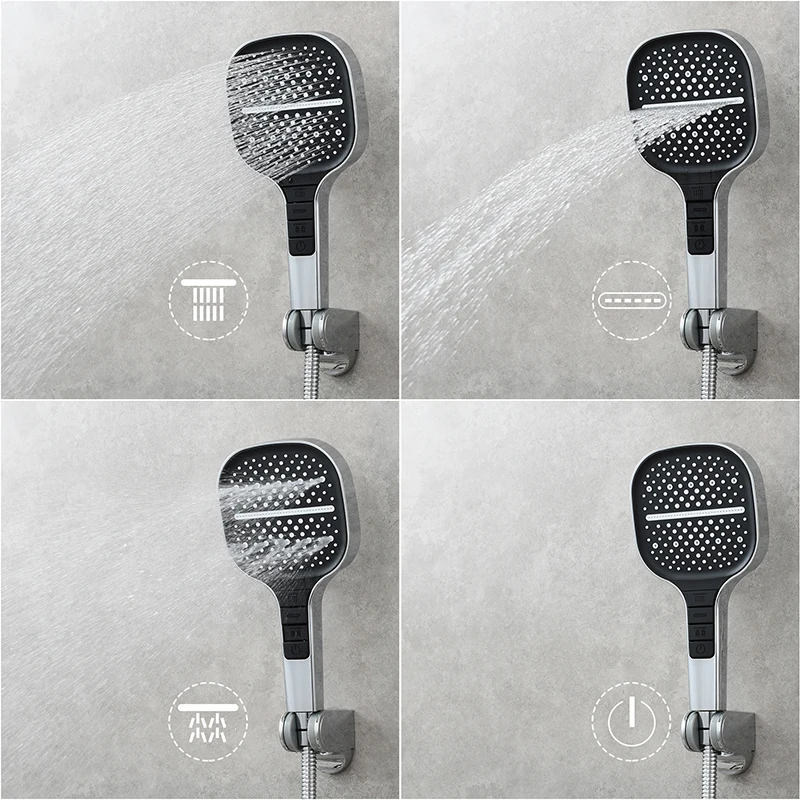 Ciencia High Pressure Shower Head 7 Modes Handheld  Showerheads with Hose One-Key Stop Spray Nozzle Bathroom Accessories