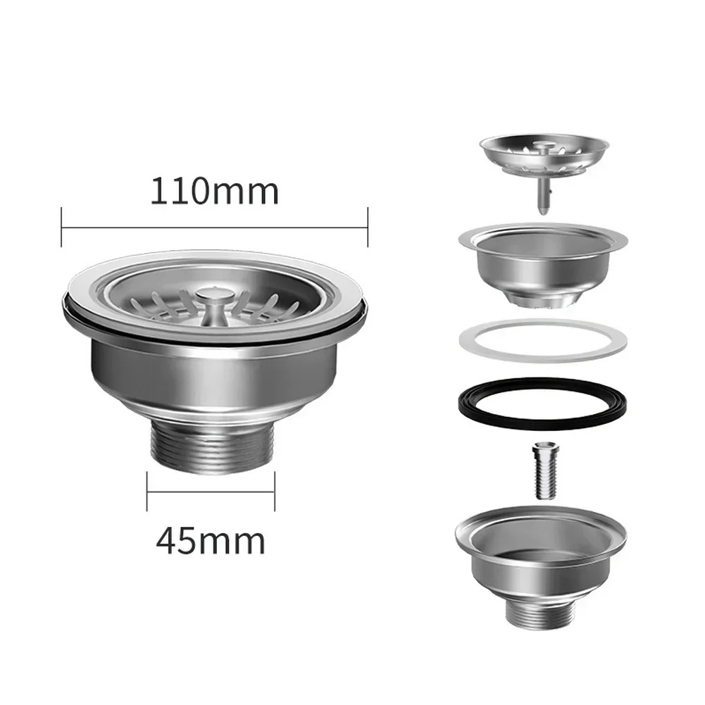 Stainless Steel Kitchen Sink Strainer Basket Removable Food Debris Filter Drain Compatible with G1 12 Plumbing