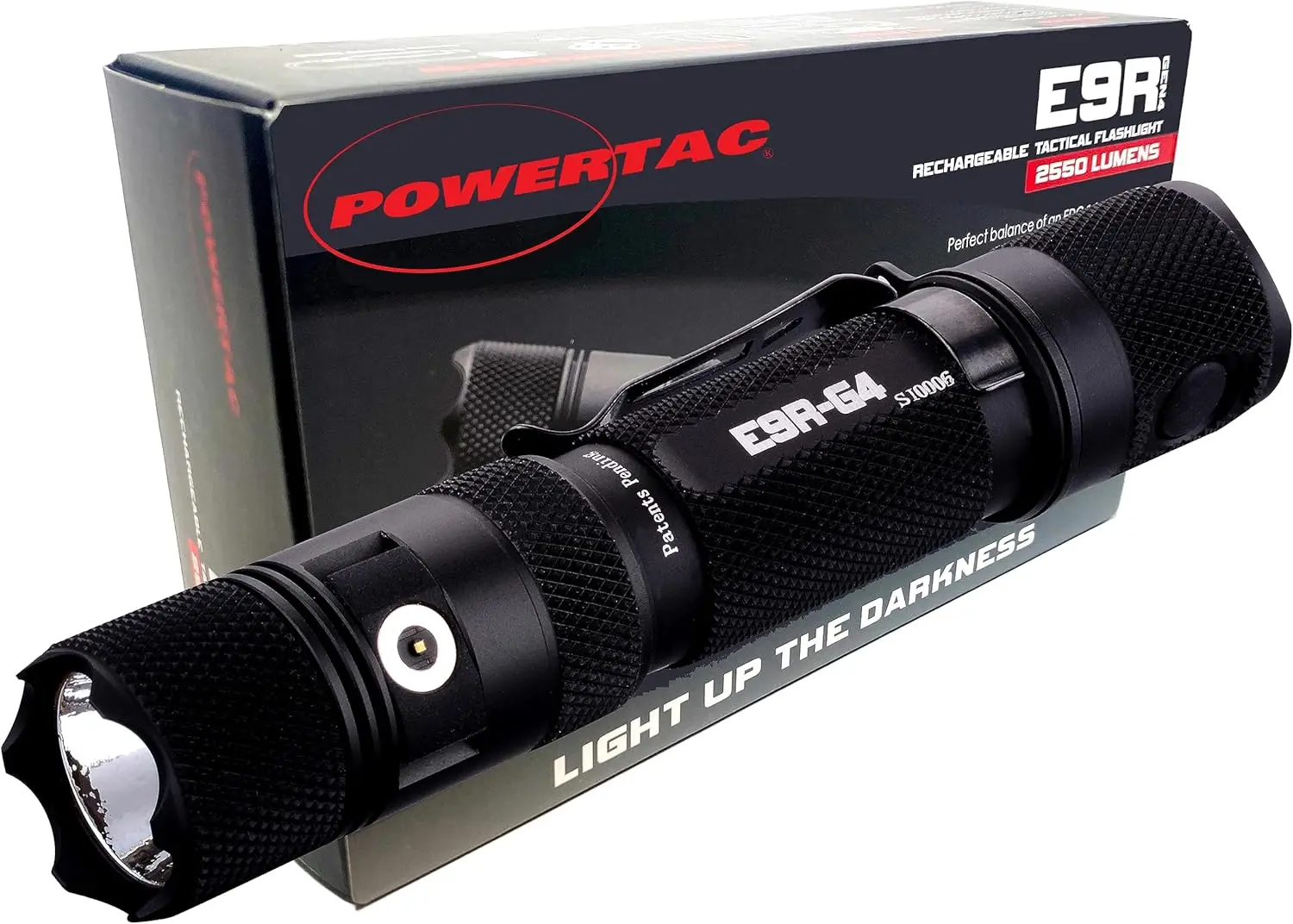 

PowerTac E9R G4 LED Tactical Flashlight with Magnetic USB Rechargeable Cable, Super Bright CREE 2550 Lumens Rechargeable Flashli