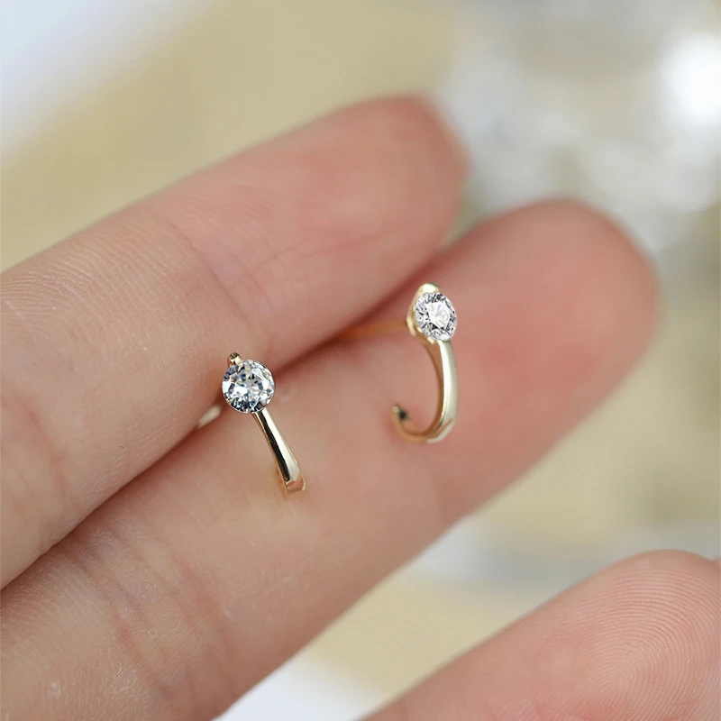 

Classic Simple and Authentic S925 Silver Round Zircon Hook Women's Stud Earrings