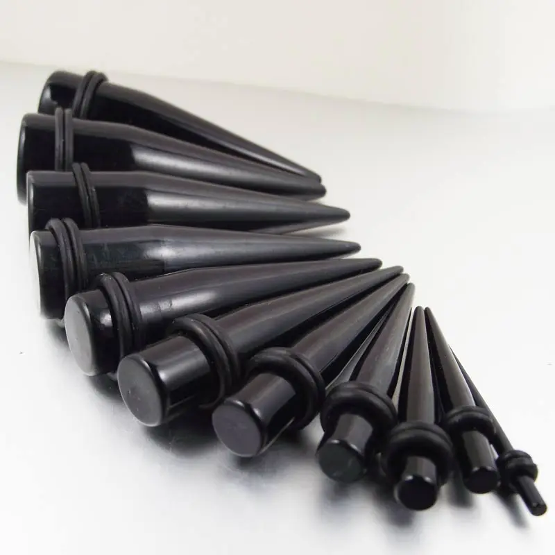 1.6mm 12mm 14mm 16mm duży rozmiar akrylowy przekłuwanie uszu zwężacze Expander czarny Flesh tunel biżuteria do ciała