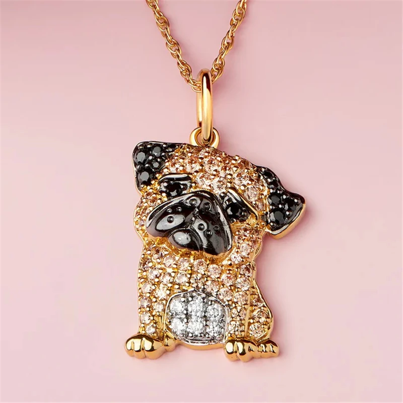 Exquisite and Cute Coy Pug Pendant Necklace for Women Elegant Pet Puppy Jewelry Animal Accessories Birthday Gift for Dog Lovers