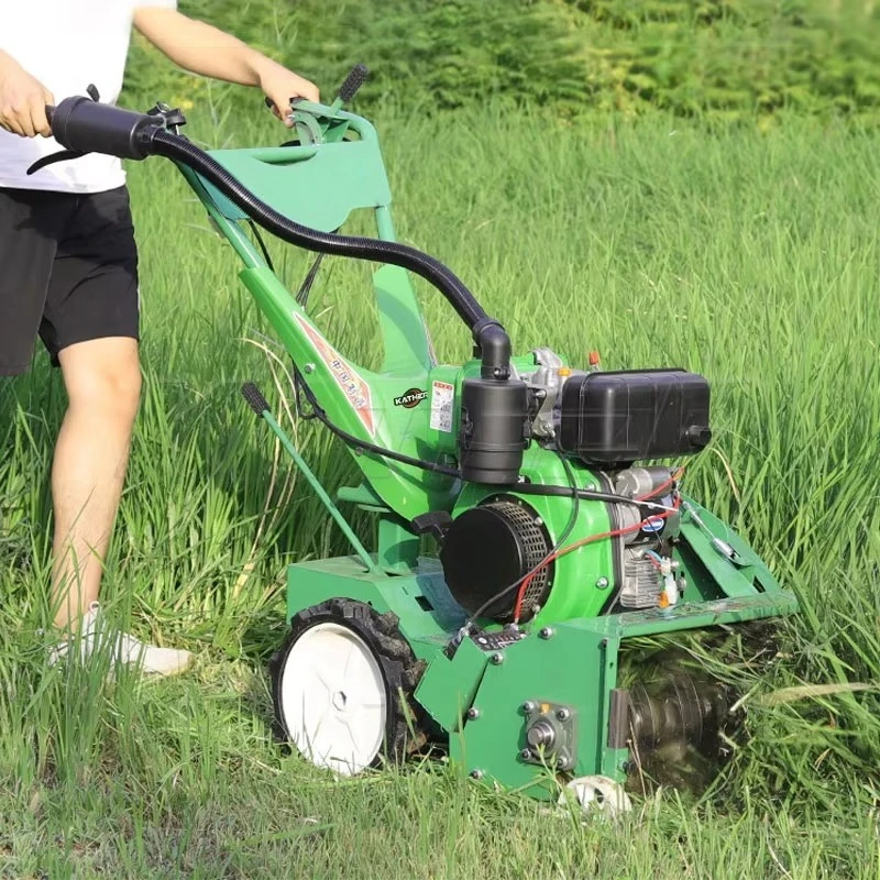 Hand Push Farm Diesel Weeding Machine Agricultural Rotary Tiller Weeder Ditching Can Hoe Roots Cultivators