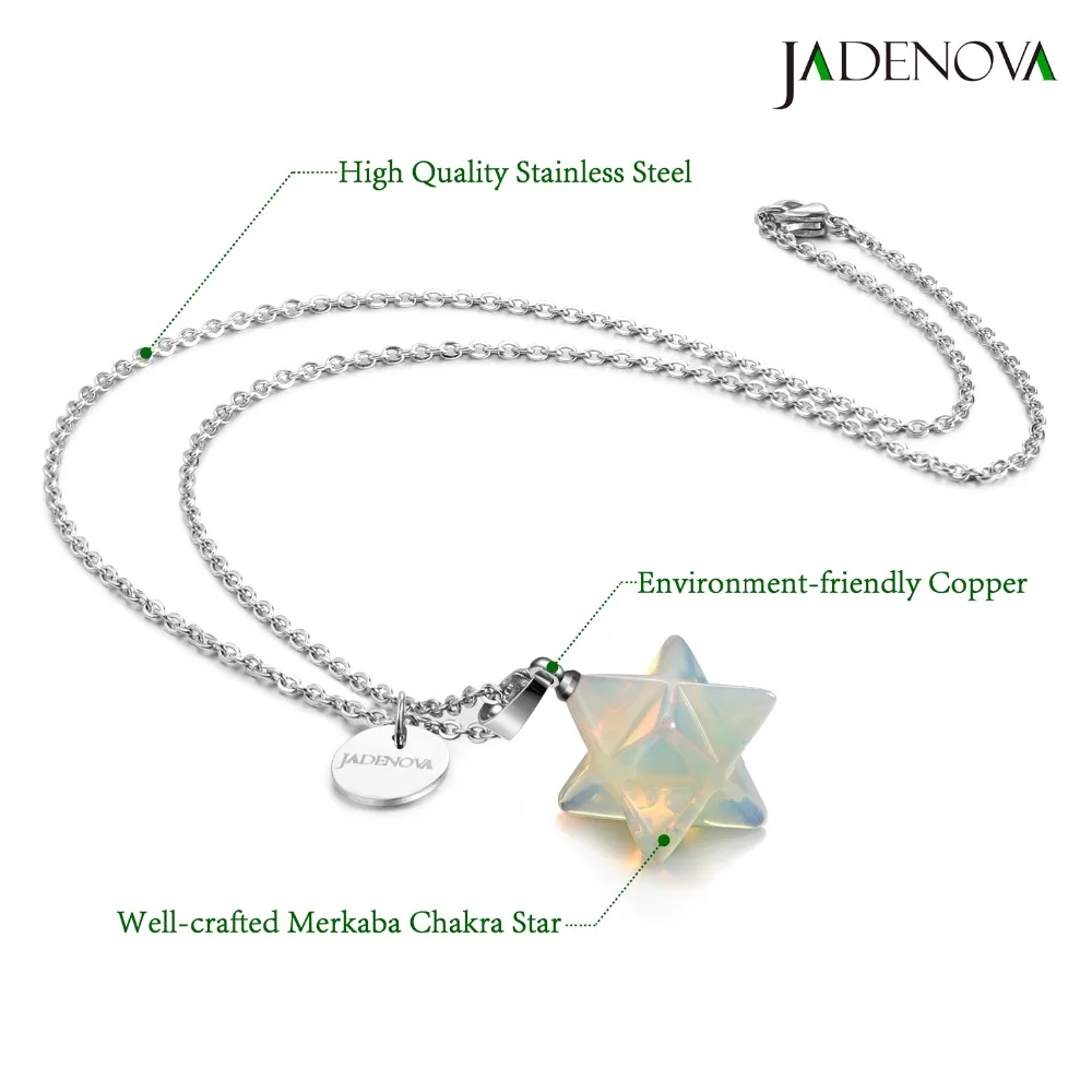 Collier pendentif étoile Merkaba 3D, Chakra Reiki, guérison énergétique, bijoux en cristal, acier inoxydable JO18 po