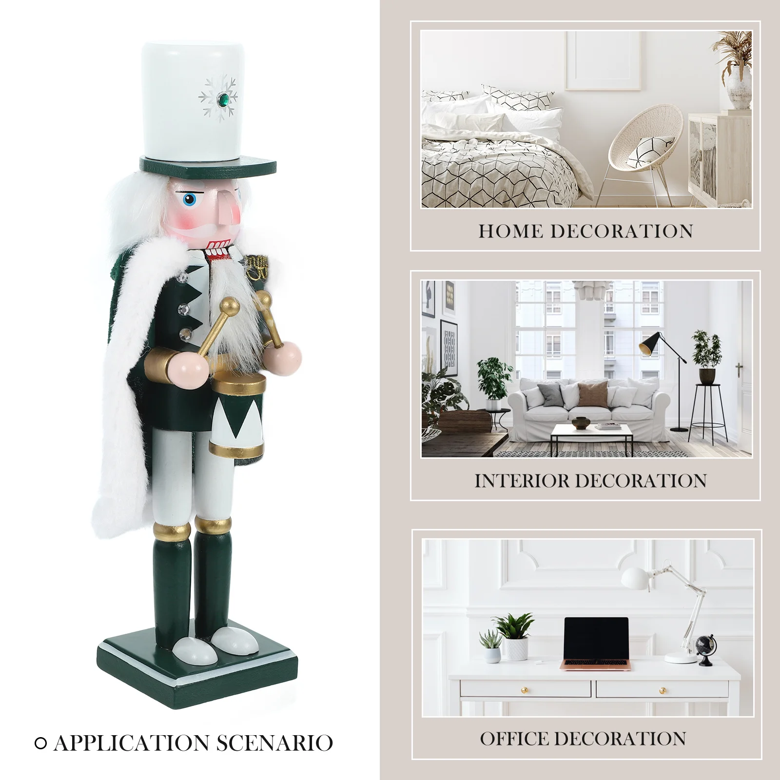 

Wooden Nutcracker Desktop Decor Xmas Drum Soldier Puppet Cloak Ornament Christmas Gift Holiday Wedding Anniversary Decoration