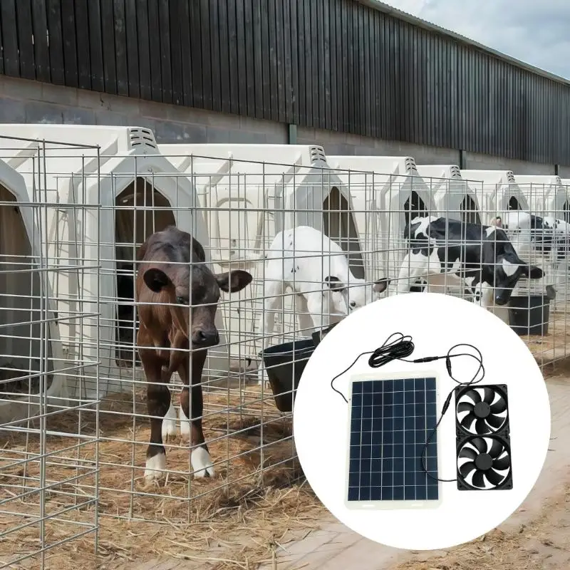 12V Solar Power Ladepanel Twin Fan Luftzirkulation für Haustierkäfige und Geräteschränke D2RD – Detail 10
