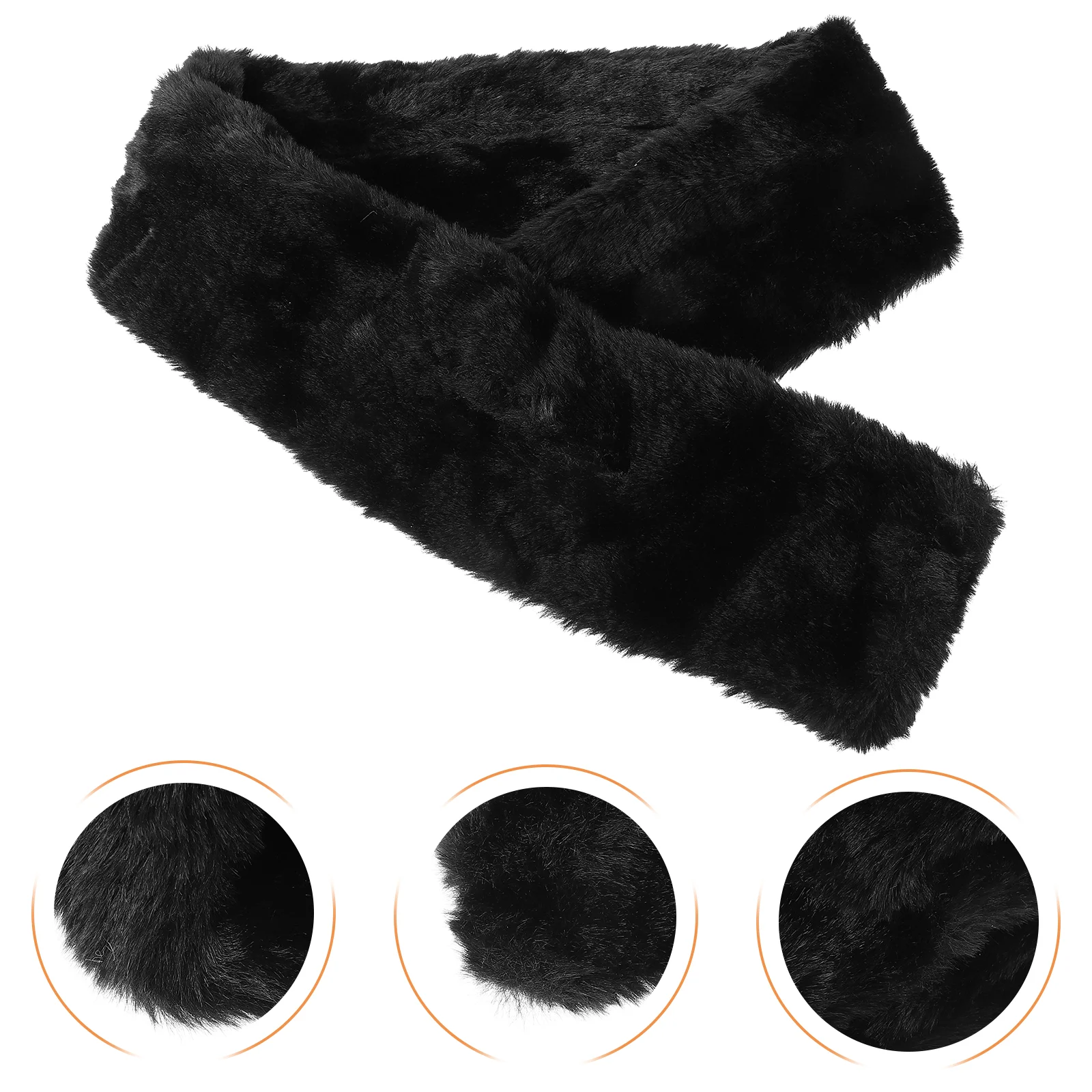 Winter Imitation Fur Versatile Seto Scarf Solid Color Plush Small Neck Cover (black) for Women Blended