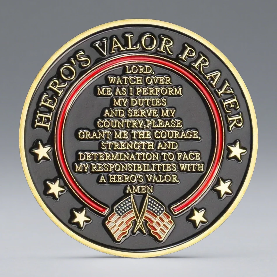 U.S Marine Corps Challenge Coin Heros Valor Prayer for Courage Gold Plated Commemorative Coin