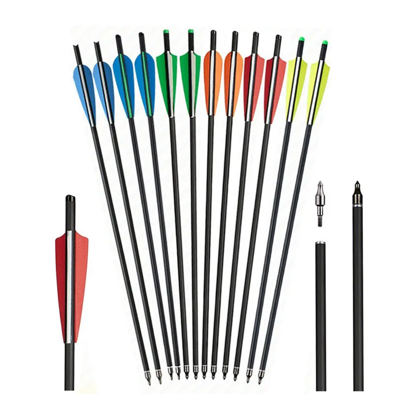 

Archery Carbon Arrows 7.5 15 16 17 18 20 22inch Crossbow Bolts Arrows ​Half Moon Nock Removable Points Outdoor Hunting Shooting