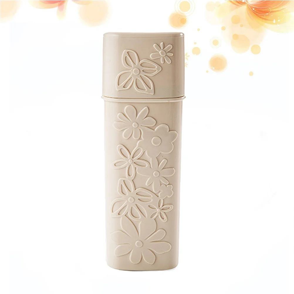 1 قطعة تخزين السفر لفرشاة الأسنان معجون الأسنان أنبوب بلاستيكي خفيف الوزن علبة فرشاة الأسنان البلاستيكية زهرة طباعة البيج