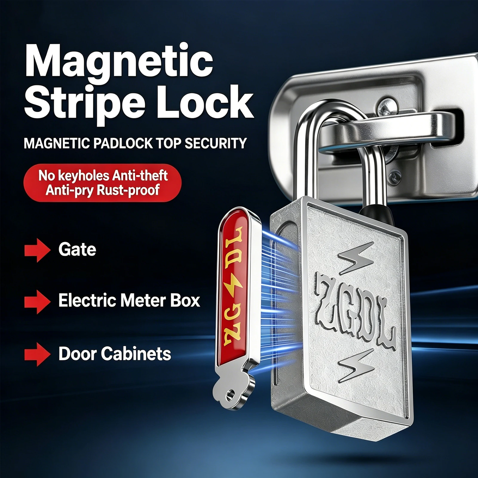 

Magnetic Padlock Keyless No Hole Design Anti Pick Anti Drill Stainless Steel Outdoor Security Lock For Gate Warehouse Cabinet Po