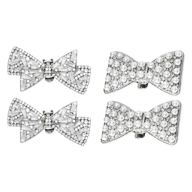 A24I 4Pcs Bow Shoe Clips Removable Shoe Clips Bowknot Shoes Jewelry Decorative Shoe Accessories for Women Bride Wedding