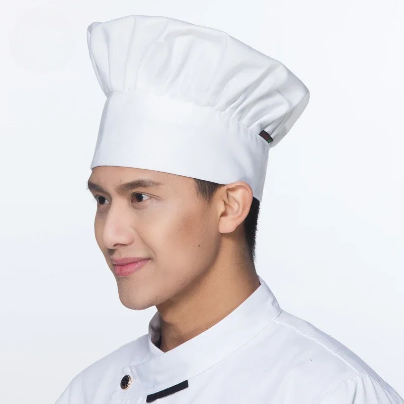 Hotel Kitchen Waiter Hat Pleated White Chef Hats Pastry for Men and Women