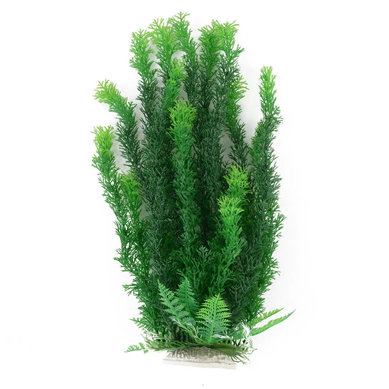 Artificial Grass Aquarium Ornament with Stone Base Plastic Fake Water Plant for Fish Tank Decoration and Aquatic Environments