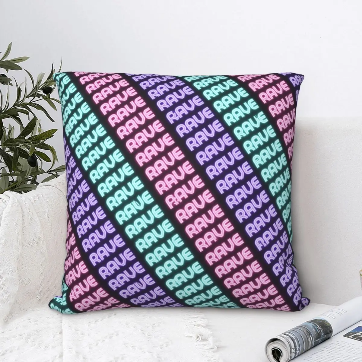 Rave Glow Night Square Pillowcase Polyester Pillow Cover Velvet Cushion Decor Comfort Throw Pillow For Home Sofa