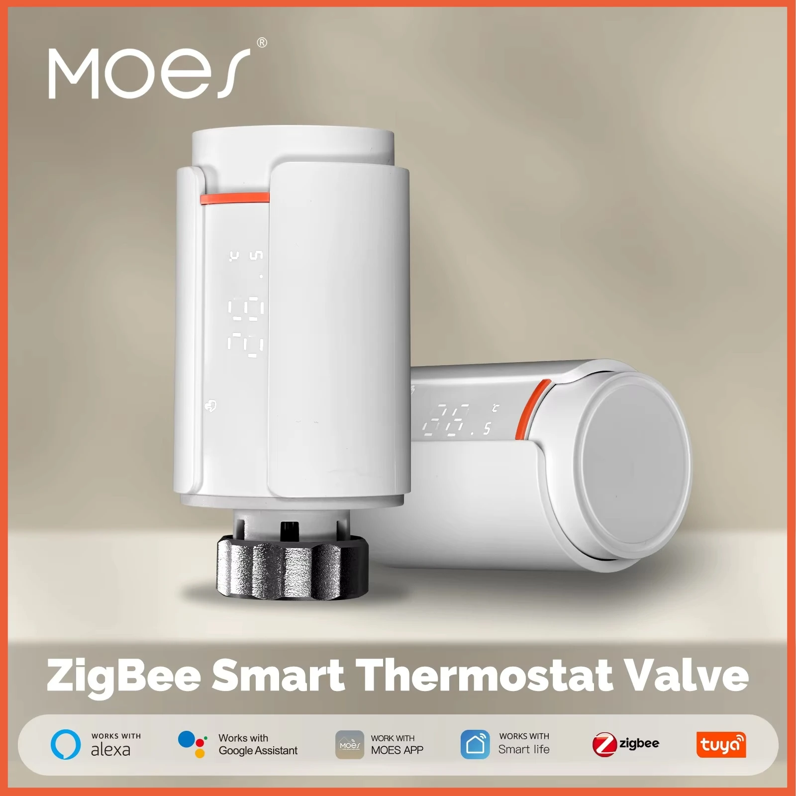 MOES TRV Tuya ZigBee Thermostatic Radiator Valve SmartLife Wireless Remote Heating Temperature Controller Alexa Voice Control