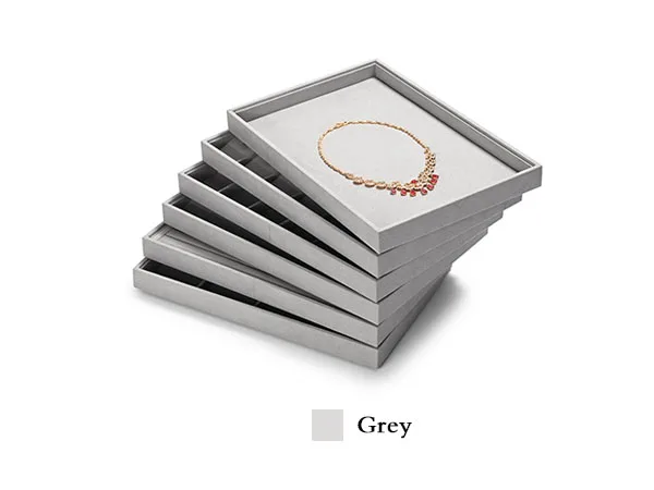 Oirlv Graues Schmucktablett für Ringe, Ohrringe, Armbänder, Halsketten, Ausstellungstablett, stapelbare Schublade, Schmuck-Organizer-Tablett für die Tischplatte – Detail 9