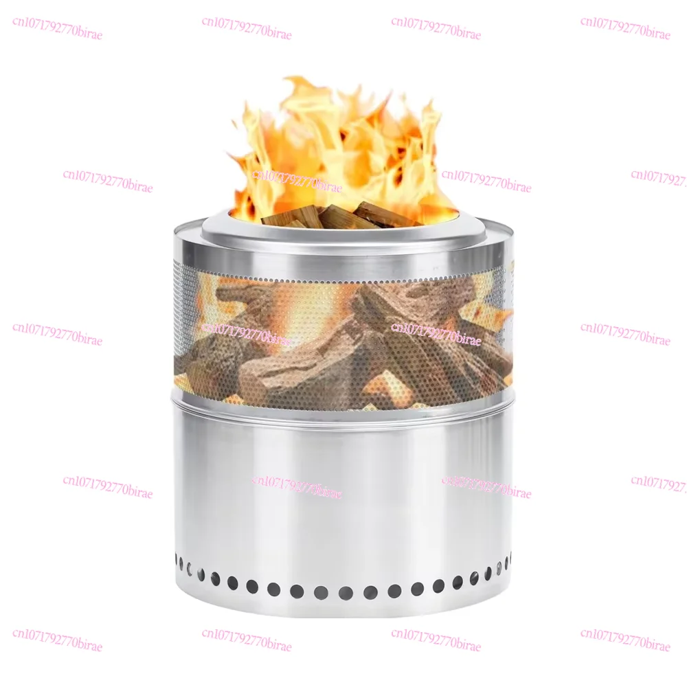 10 Inch Smokeless Bonfire Fire Pit Stand Stove with BBQ Grill Cooking Grate Accessory Kit