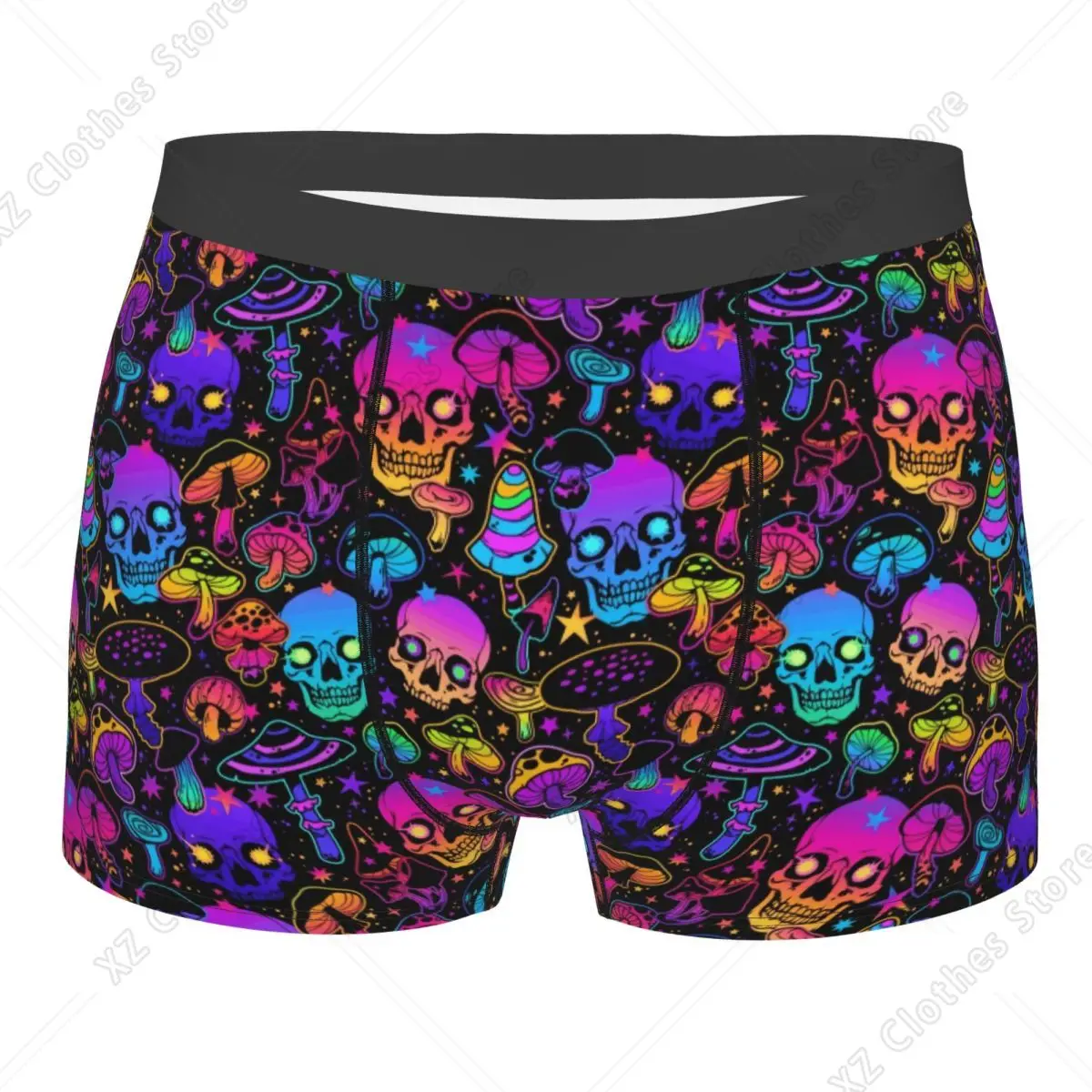 Custom Psychedelic Magic Mushrooms Skull Boxer Shorts For Men 3D Printed Underwear Panties Briefs Soft Underpants