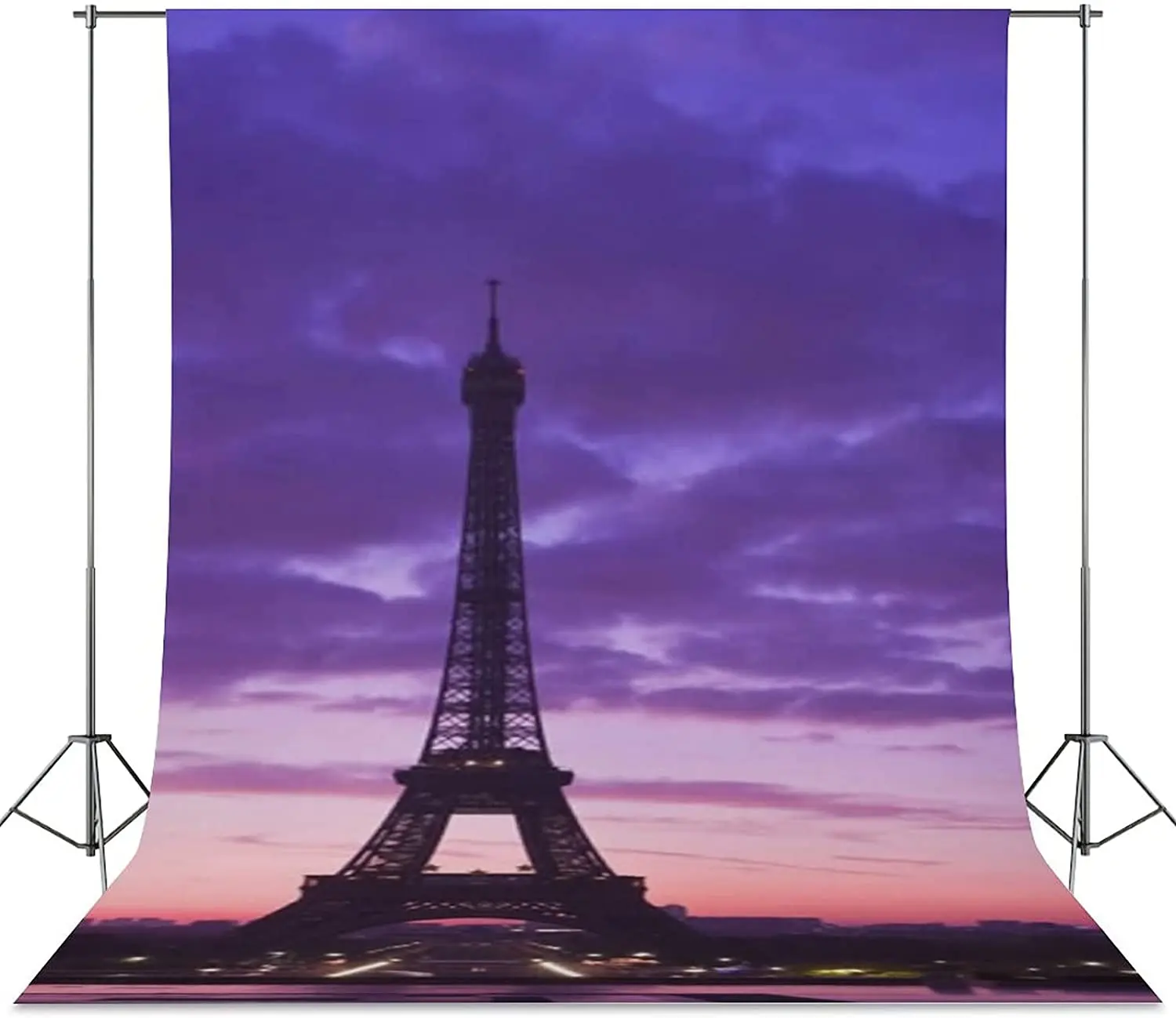 Eiffel Tower At Night Photography Backdrop Cloth Curtain for Photo Shooting Streaming Photo Studio Background Banner Poster