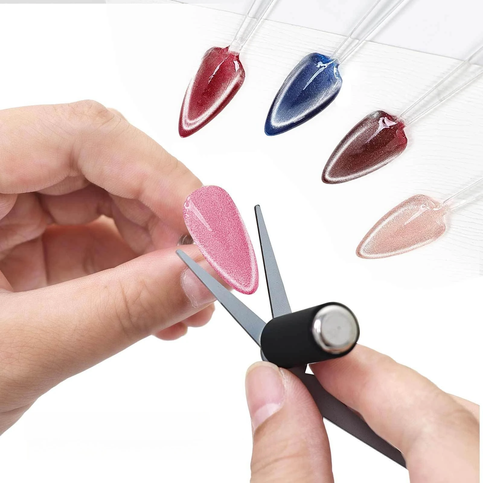 2pcs French Tip Cat Eye Nail Tool - Large Iron Sheet, Magnet-Free Design for Salon-Quality Manicure, DIY Polish, All Colors