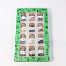 12pcs Crystal gemstone Chip Bottle,Mini Crystals,Spell Jars,Real Crystals For Witchcraft Supplies,Witchcraft Healing Crystals