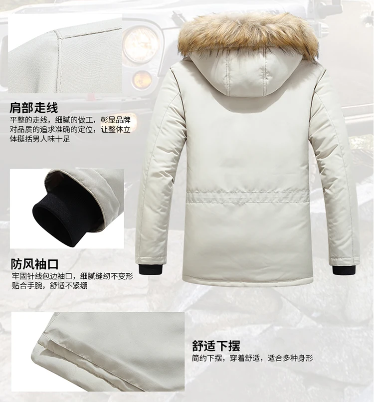 High-quality Winter New Model Solid-color Detachable Hat Warm and Cozy Cotton Coat with a Fur Collar for Men Outerwear