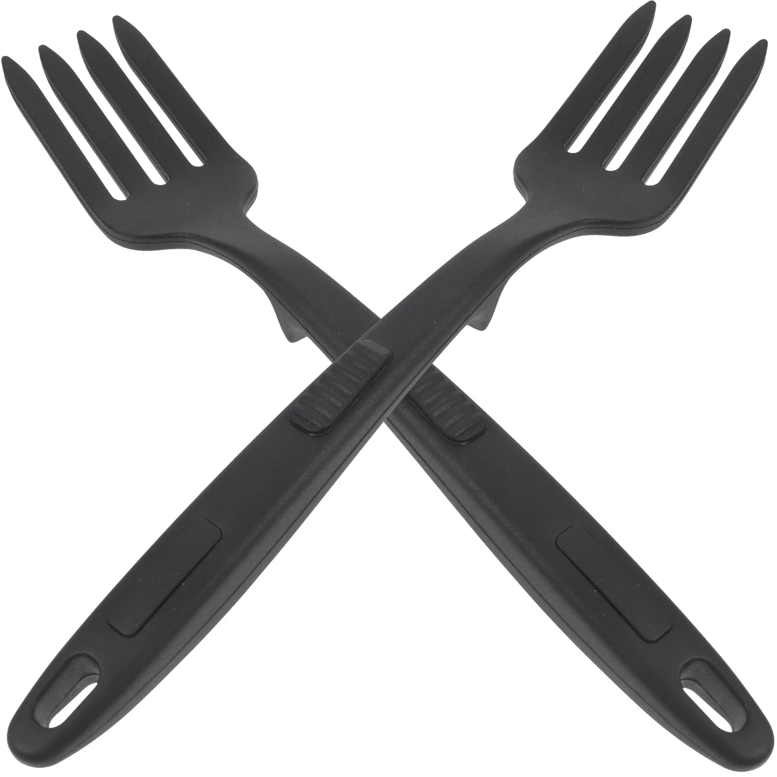 

2 Pcs Black Silicone Cooking Fork Pasta Kitchen Utensils Practical Salad Meat Forks Non Stick Smooth Edge Long Forks
