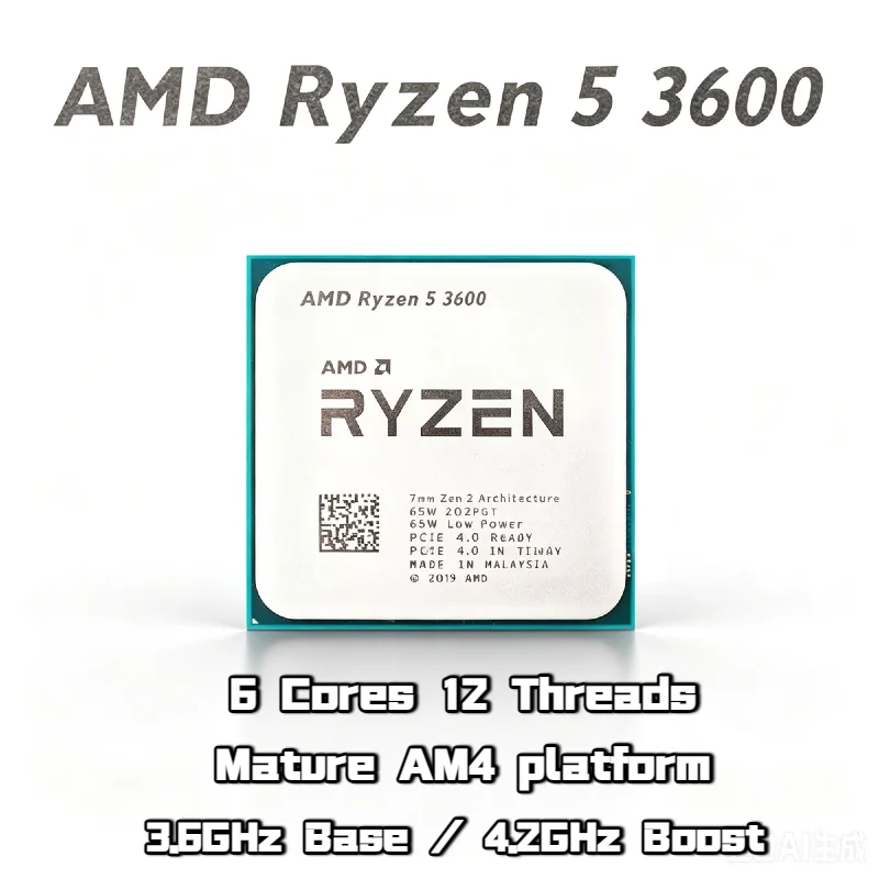 Procesador AMD Ryzen 5 3600 R5 3600 de 4.2GHz, 6 Núcleos, 12 Subprocesos, 65W, Socket AM4, para Juegos de Escritorio, en Bandeja, OEM, Nuevo