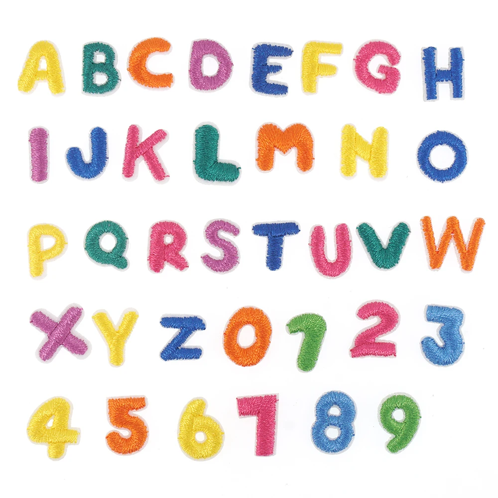 1 Piece Colorful Mini Letter Number Patch Iron on A-Z Alphabet Name Embroidered Applique 0-9 for Clothes Backpack Bag Jacket
