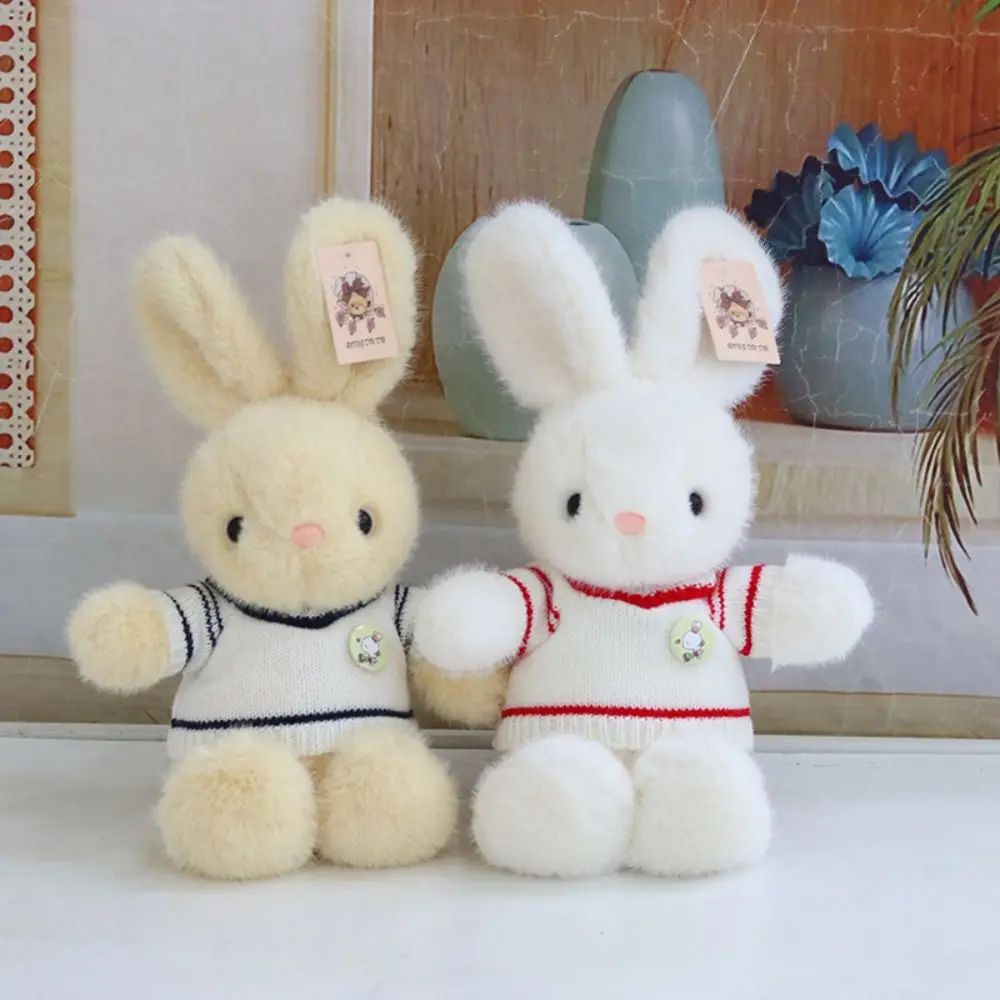 ぬいぐるみウサギぬいぐるみセーターカラフルな動物ドレスバニー人形漫画動物かわいいセーターウサギソフト人形家の装飾