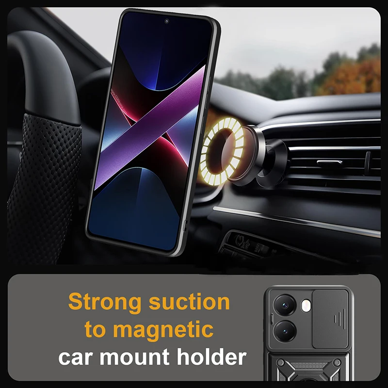 For Xiaomi Poco X7/X6/X5 pro 5G Shockproof Armor Case with Car Magnetic Ring Holder - Phone Cover Protector image 3