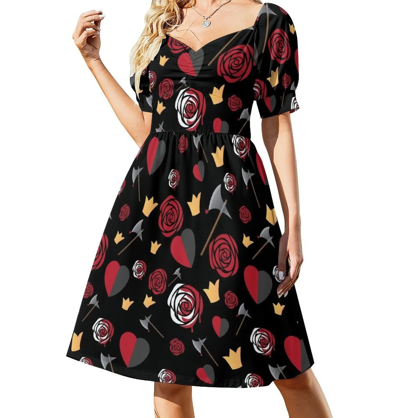 

Queen of Hearts icons Short Sleeved Dress evening dress elegant and pretty women's dresses sexy dress