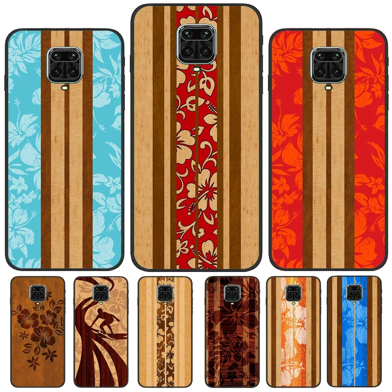 Beach Hawaiian Faux Koa Wood Case For Xiaomi Redmi Note 12 Pro 8 9 10 11 Pro Note 12S 11S 10S 9S 9C 10A 10C 12C Cover