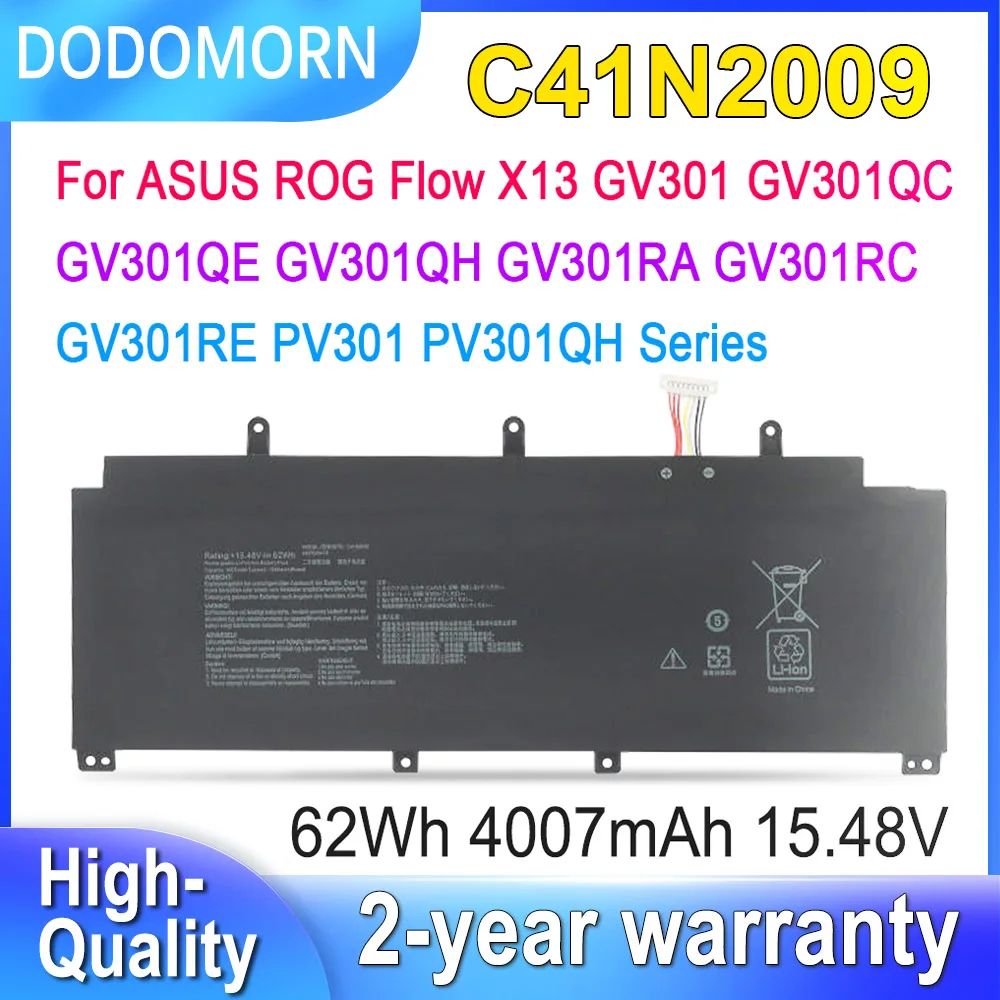 

DODOMORN C41N2009 For ASUS ROG Flow X13 GV301 GV301QC GV301QE GV301QH GV301RA GV301RC PV301QH Series Laptop Battery 15.48V 62Wh