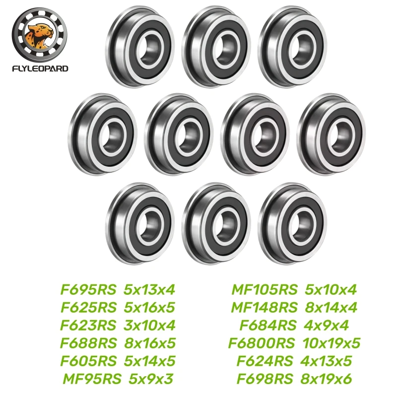 5/10Pcs F6800RS Bearing 10x19x5mm ABEC-7 F6800-2RS Flange Ball Bearings F623 F695 F625 F688 F605 MF148 MF105 F684 F624 - 2RS
