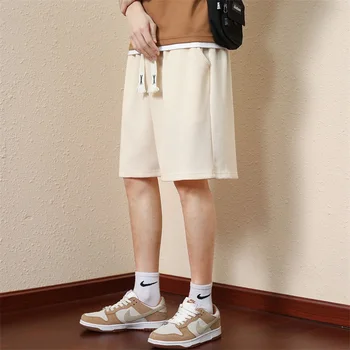 2024 Summer Men's Bermuda Shorts Loose Straight Barrel Beach Shorts Fashion Knitted Casual Pants 4Xl Versatile Thin Shorts