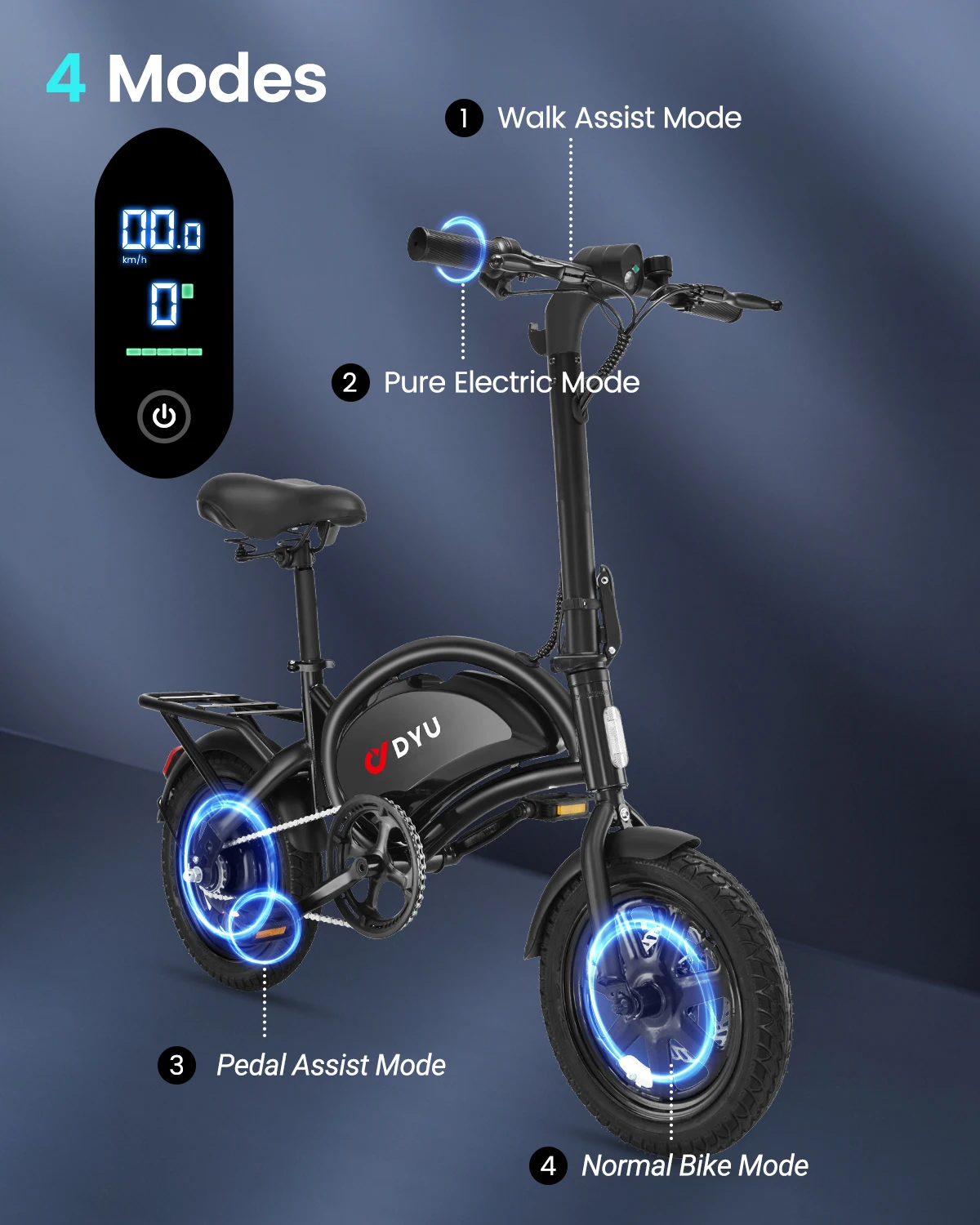 【1 Year Warranty】DYU D3F Electric Bicycle Peak 500W Motor 36V7.8AH Lithium Battery Electric Bike,20mph city E-bike UL2849 view 4