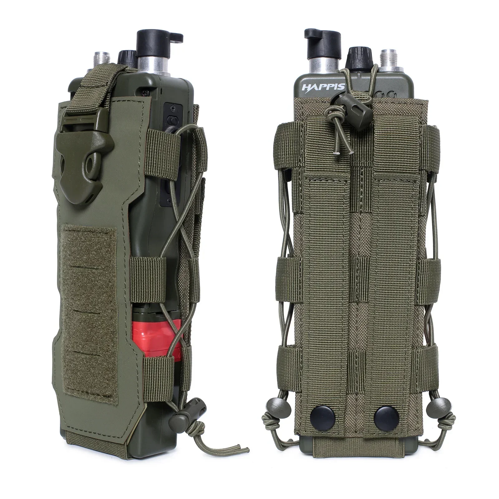 Camping Hiking Water Bottle Bag Molle Drawstring Bottle Kettle Holder Pouch Outdoor Radio Pouch Walkie-talkie Holster