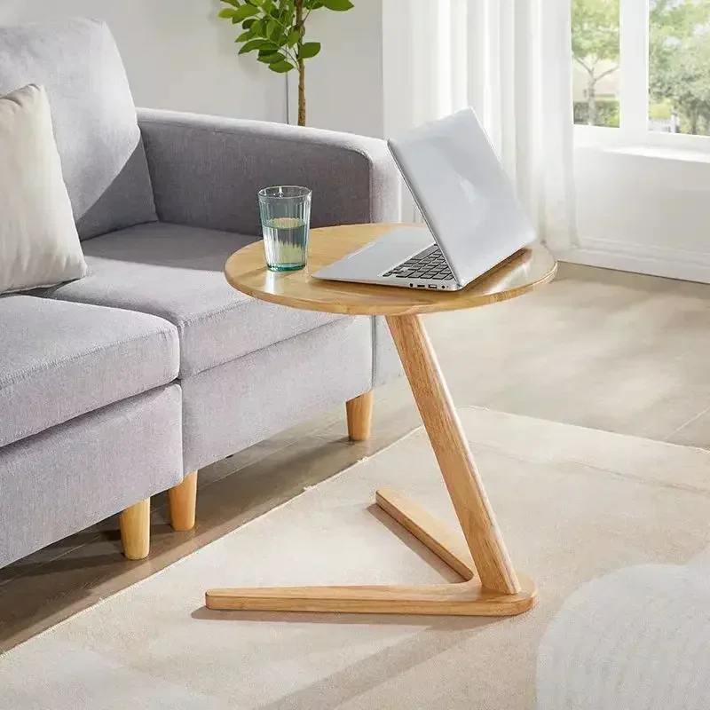 Multi-functional Solid wood small coffee table household living room small round table sofa edge table