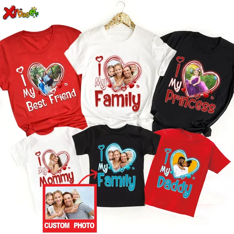 Family Matching Outfits Personalized Photo Shirt Family Couple Clothes Custom Picture Tee Outfit  Custom 2024 Toddler T Shirts