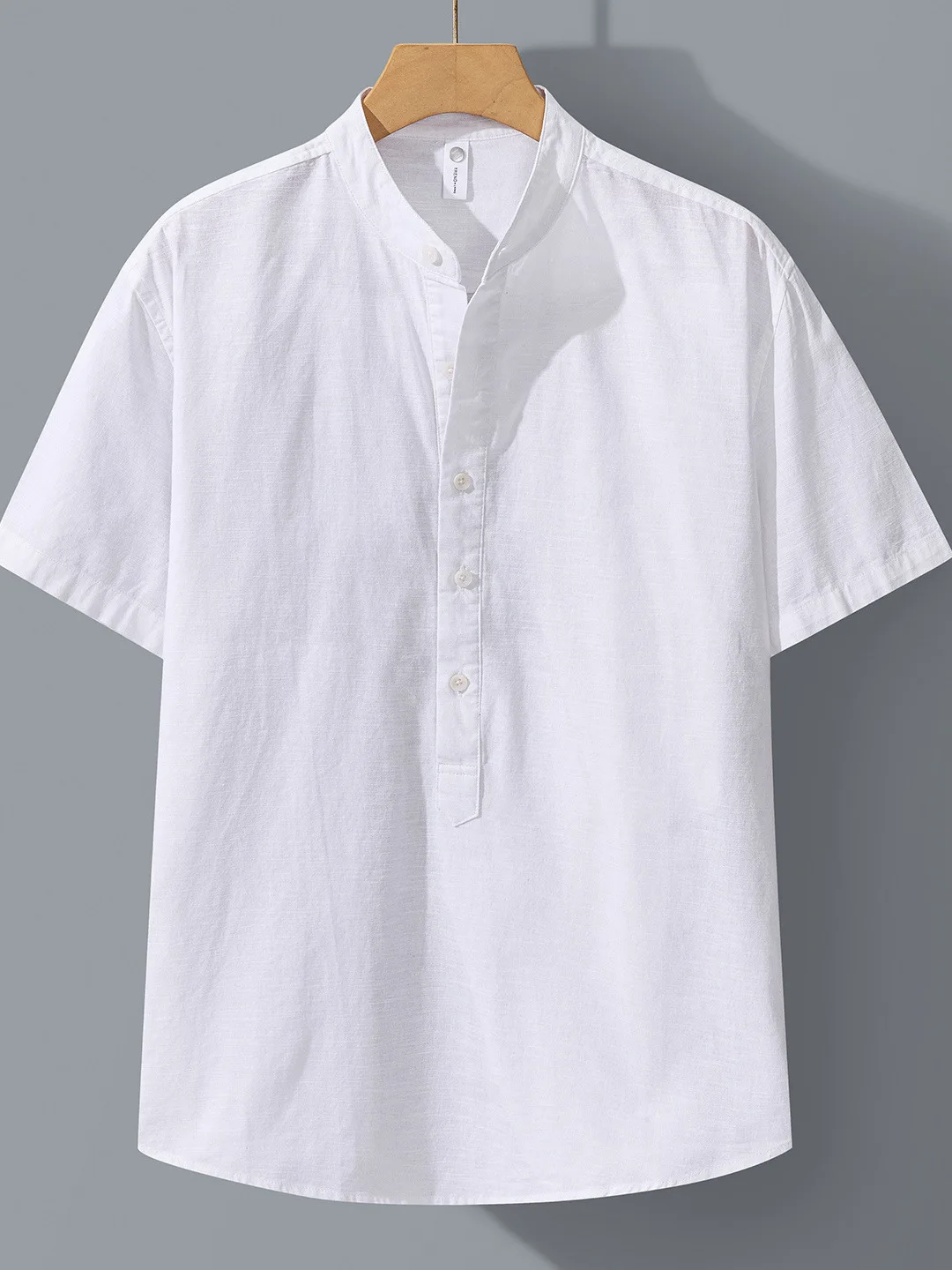 

Men's Casual Cotton Linen Short Sleeve Shirt Summer Thin Breathable Sun Protection Loose Fit Button up Classic Style