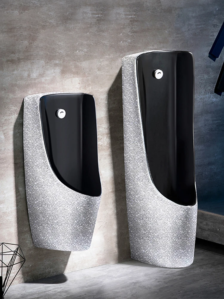 Black floor-to-ceiling urinal wall-mounted household color ceramic hotel men's urinal induction type