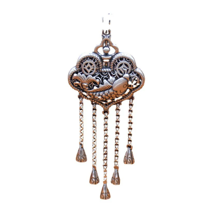 New in Exquisite Ruyi Lock Long Tassel Pendant silver 925 Exquisite Design Carp charms necklaces Banquet Jewelry Gift