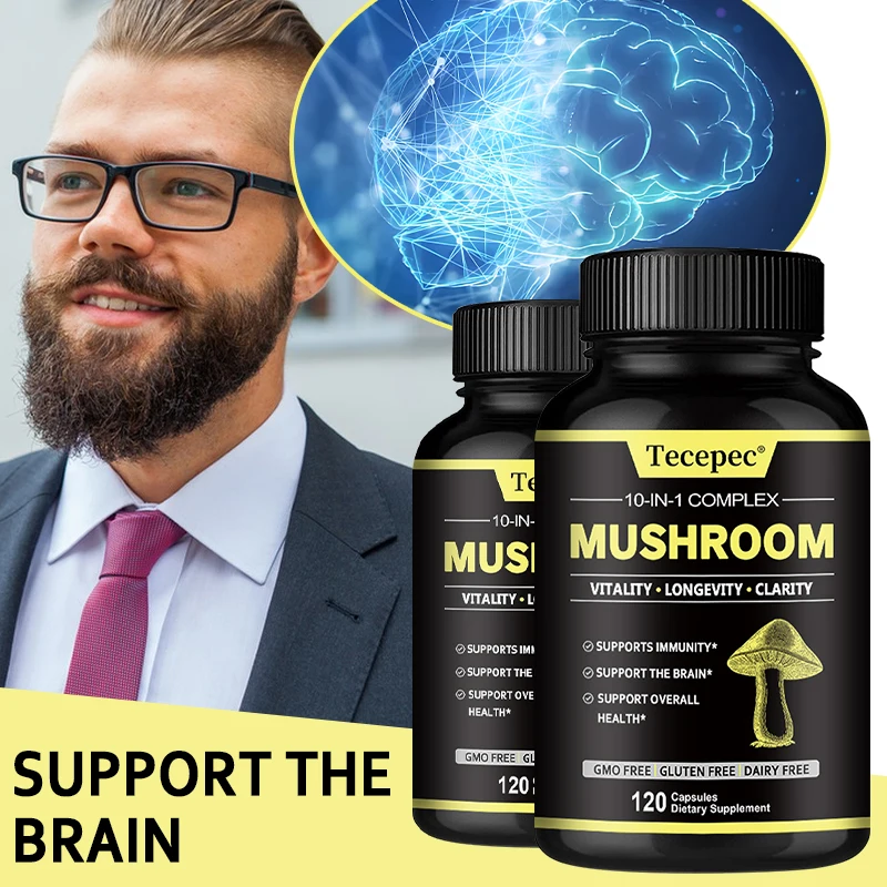 

Lion's Mane Mushroom Complex Capsules - Strengthen The Brain and Improve Memory, for Mood and Sleep Health, Relieve Stress