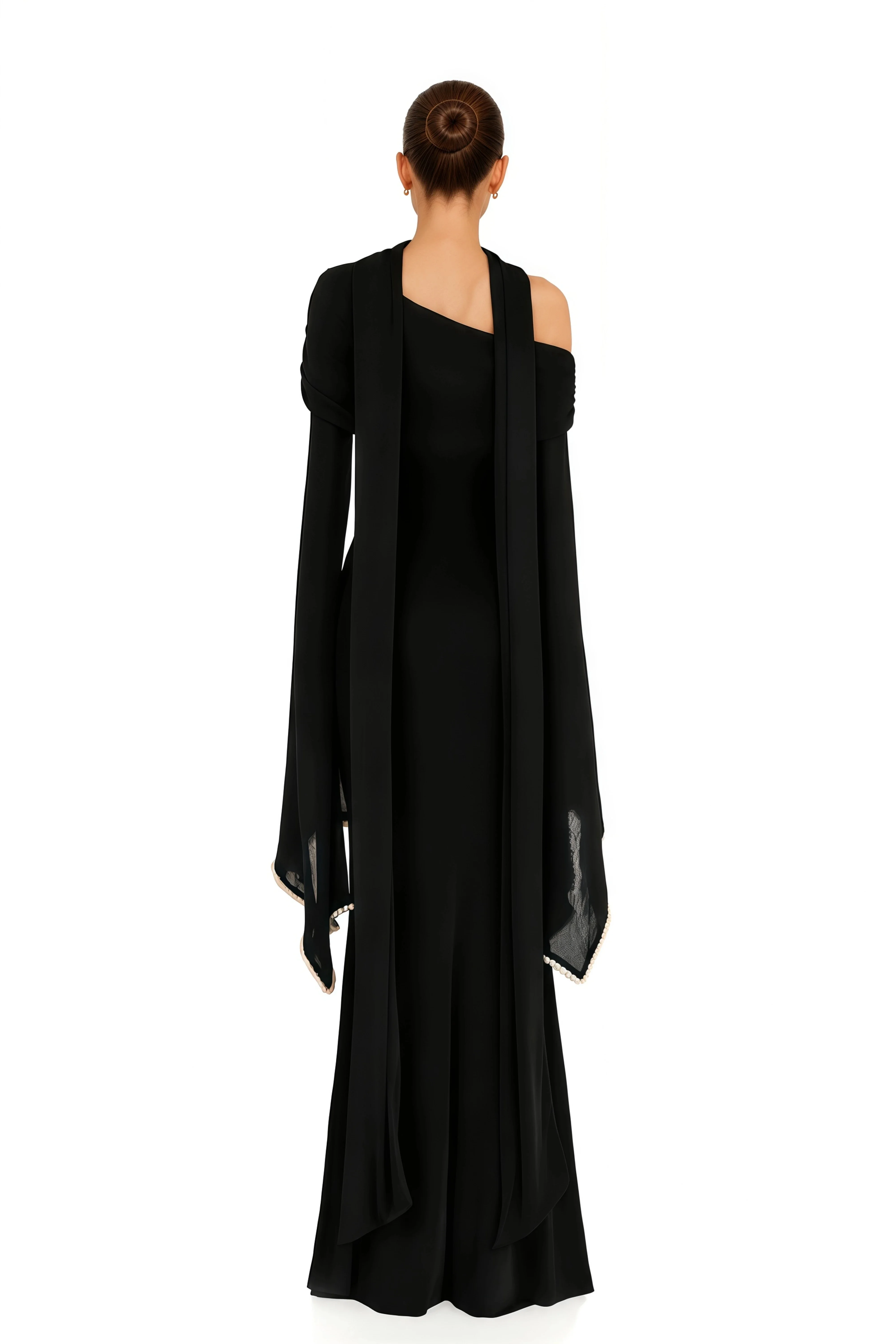 Danni Elegant Dress Embroidered Flares Flare Sleeve Pleated Muffler Women's Evening Party Dresses 2026 Auttum New Fashion Custom