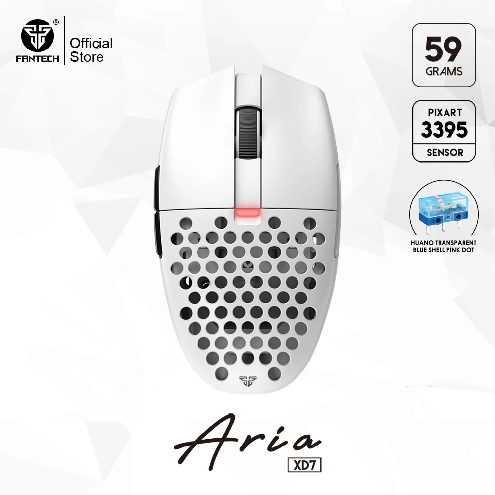 FANTECH ARIA XD7 Gaming Mouse 59g Mouse PIXART 3395 Wired and Wireless Mouse Huano 80 Million TTC Gold Encoder for Mouse Gamer