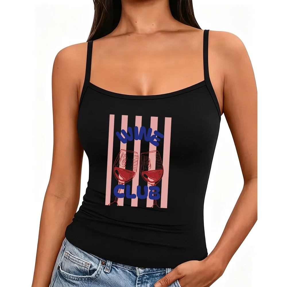 Girls Night Out Essentials Wine Glass Graphic Camisole Women Summer Retro 